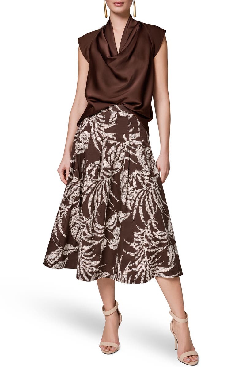 Donna Karan New York Tropical Print Pleated A-Line Skirt, Alternate, color,