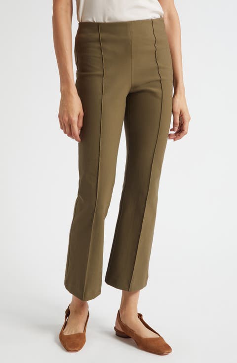 Pintuck Pleat Crop Flare Pants