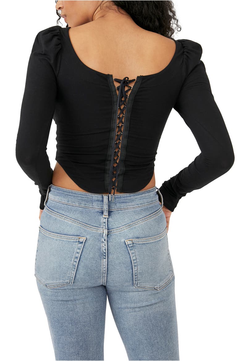 Willow Corset Crop Top, Alternate, color, BLACK
