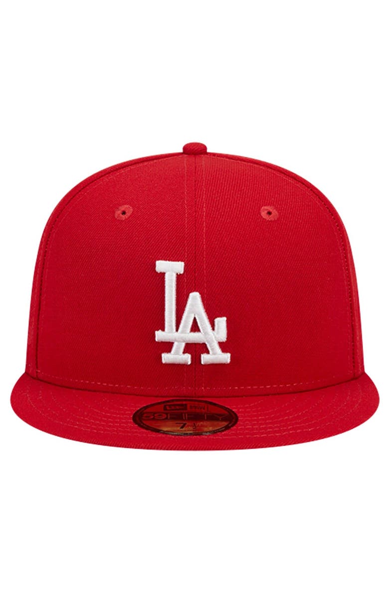 New Era Men's New Era Red Los Angeles Dodgers Logo 59FIFTY Fitted Hat, Alternate, color, Red