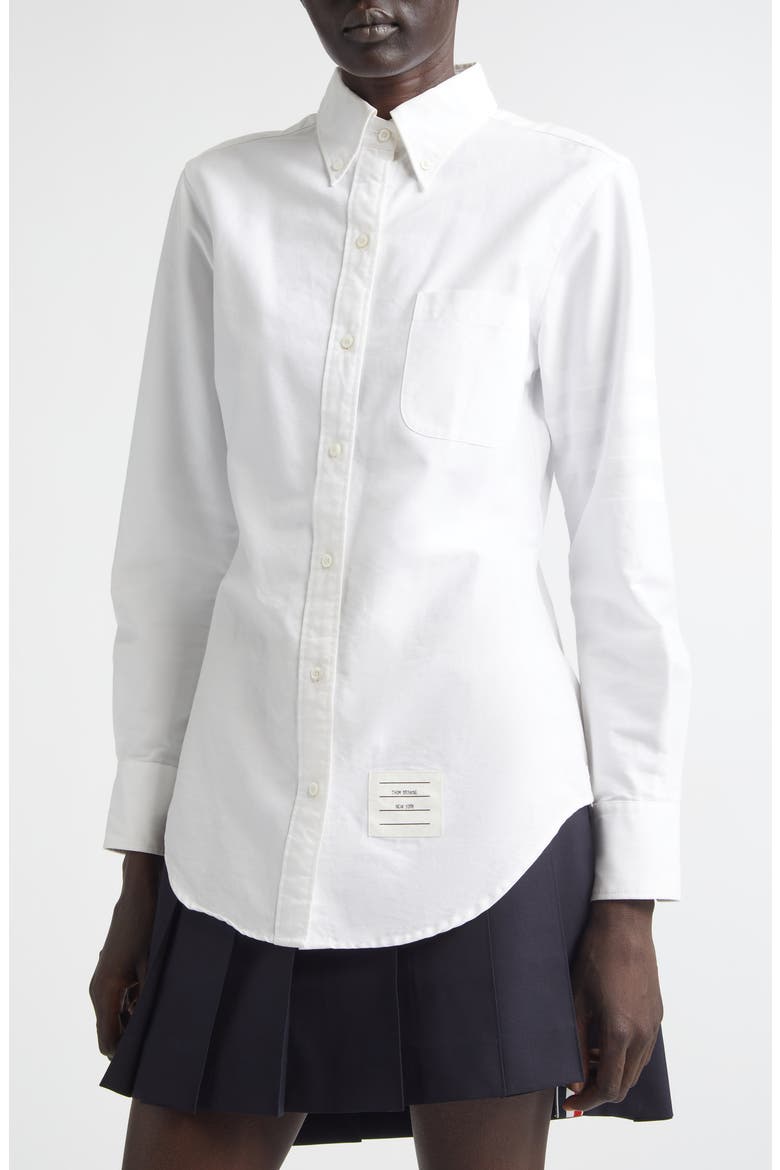 Classic Point Collar Long Sleeve Cotton Blouse, Alternate, color, WHITE