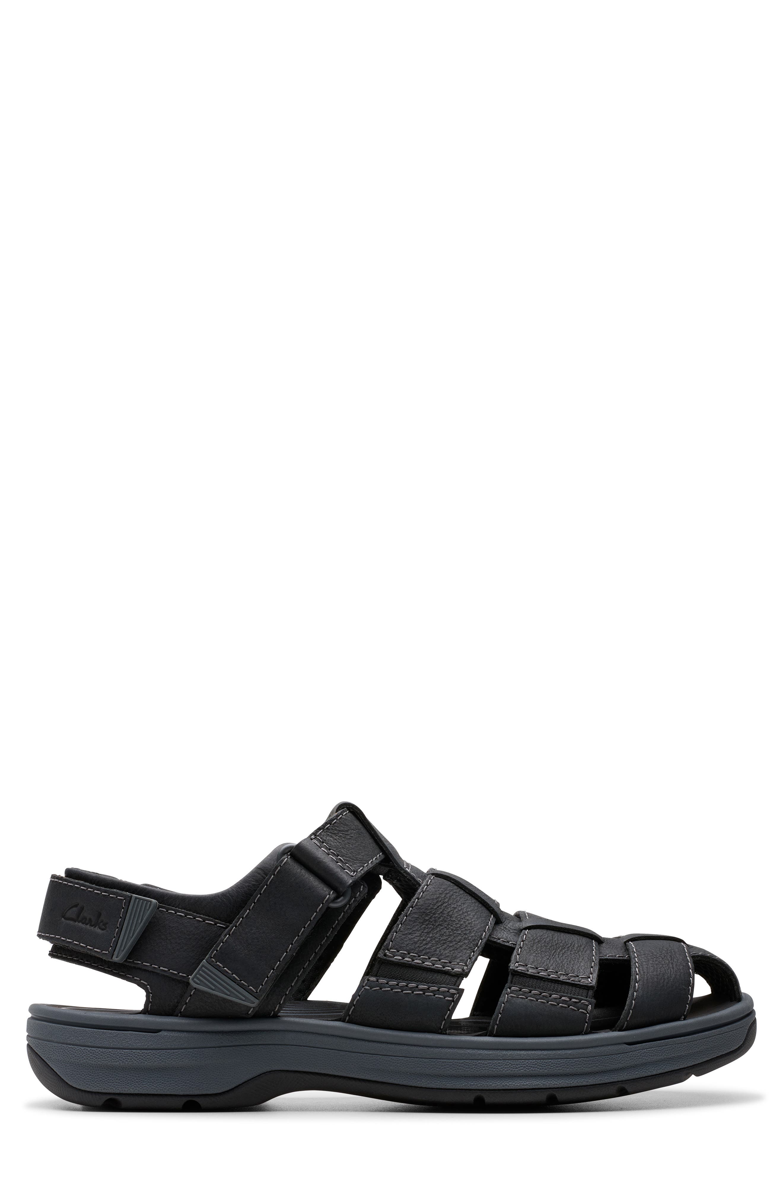 Clarks<sup>®</sup> Saltway Cove Fisherman Sandal, Alternate, color, Black Leather