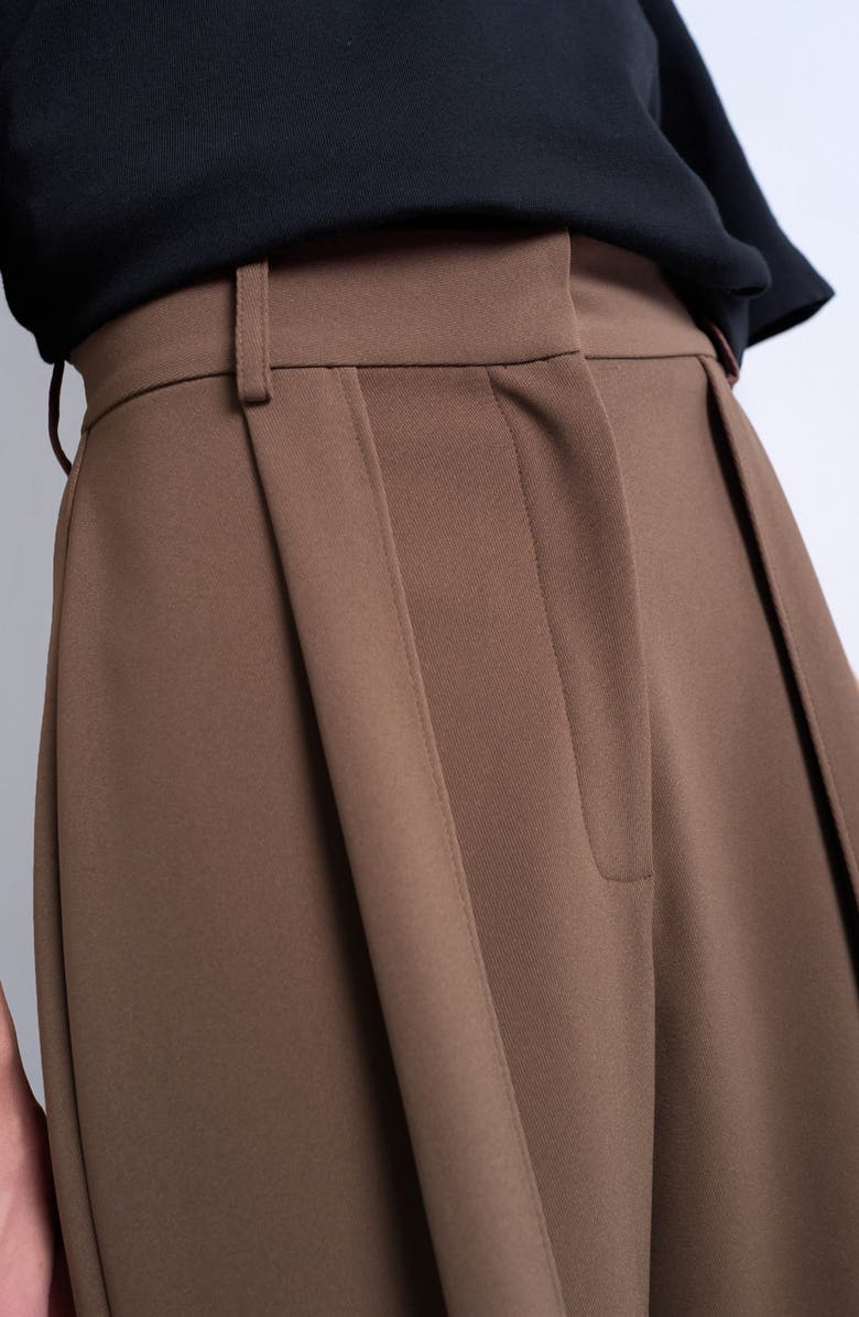 Topshop Pleated Volume Wide Leg Pants, Alternate, color, Taupe