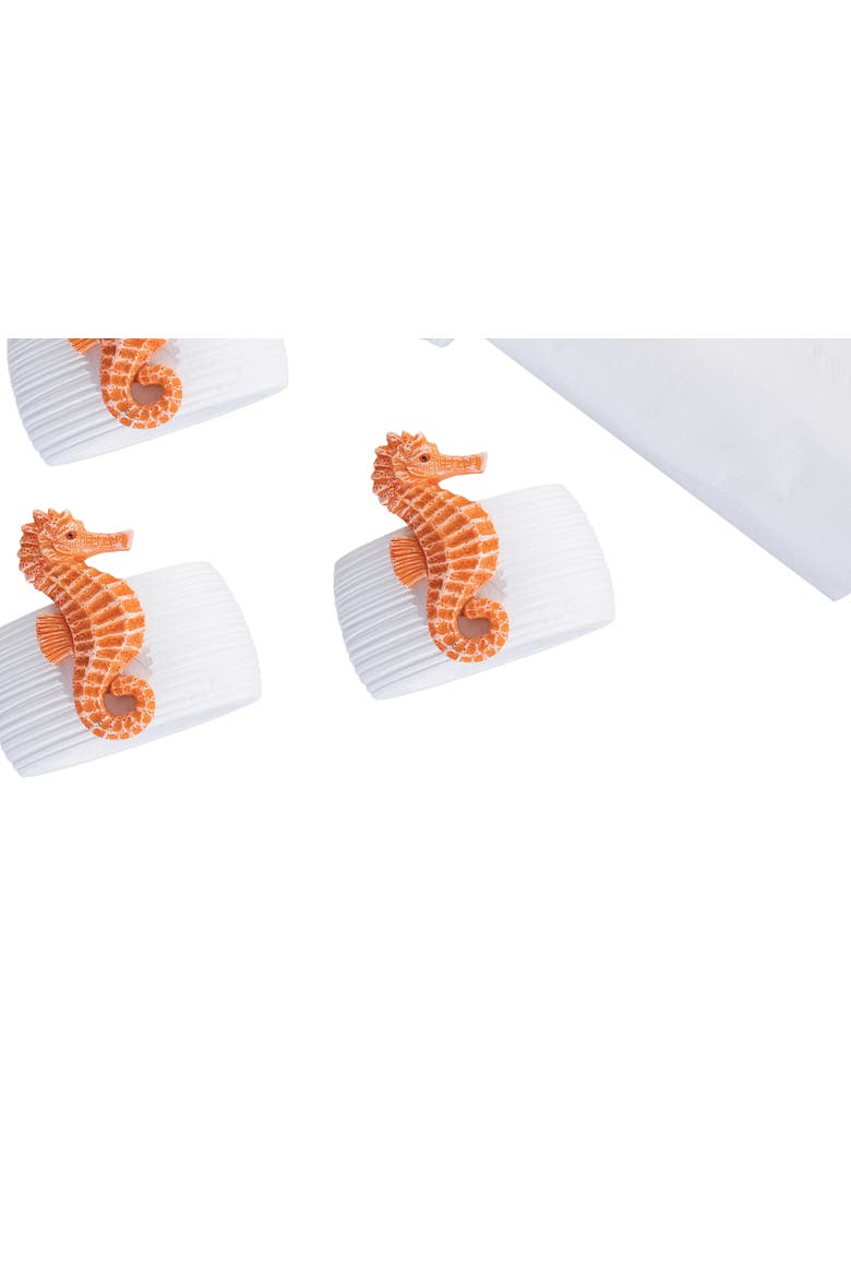 Orange Seahorse Napkin Rings, Set of 4, Alternate, color, Orange