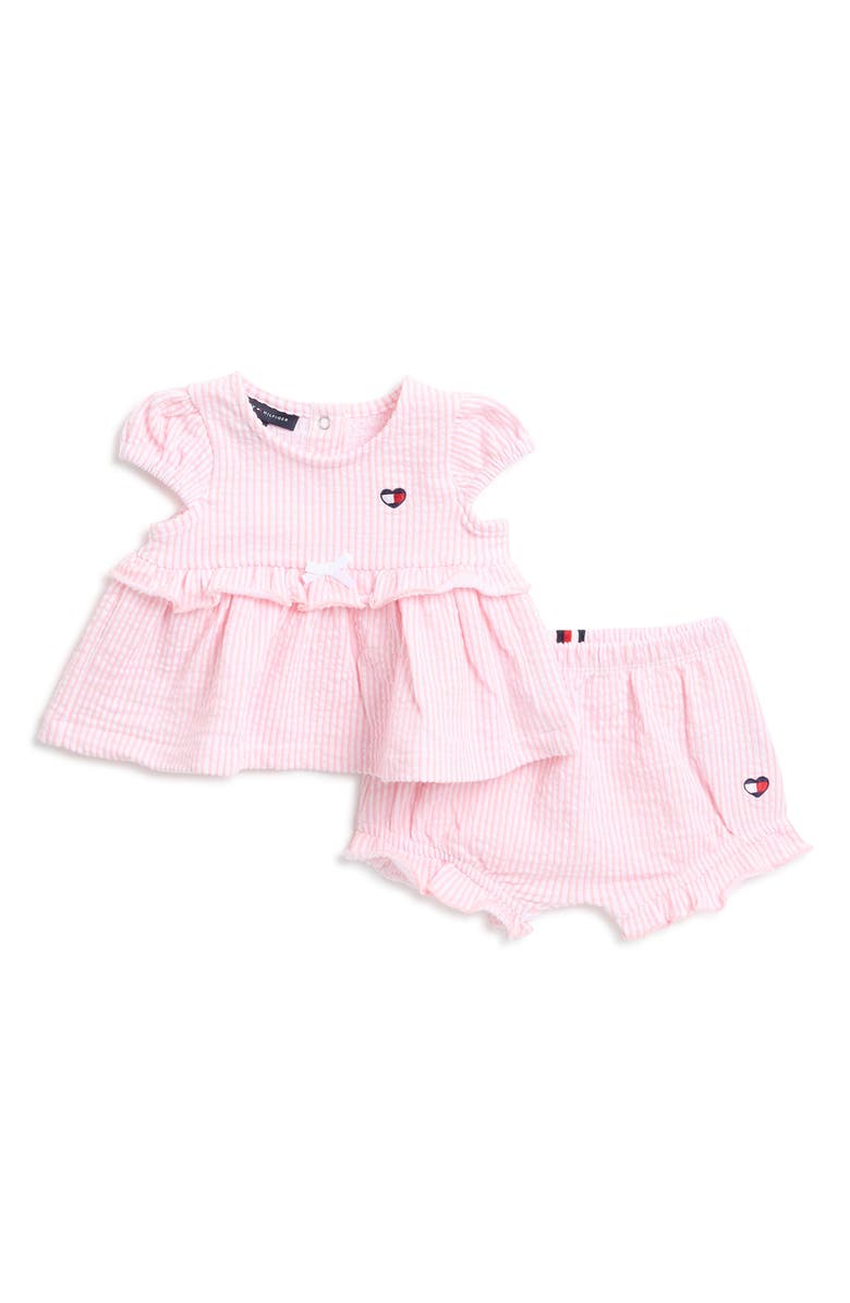 Tommy Hilfiger Stripe Ruffle Top & Shorts Set, Main, color, 