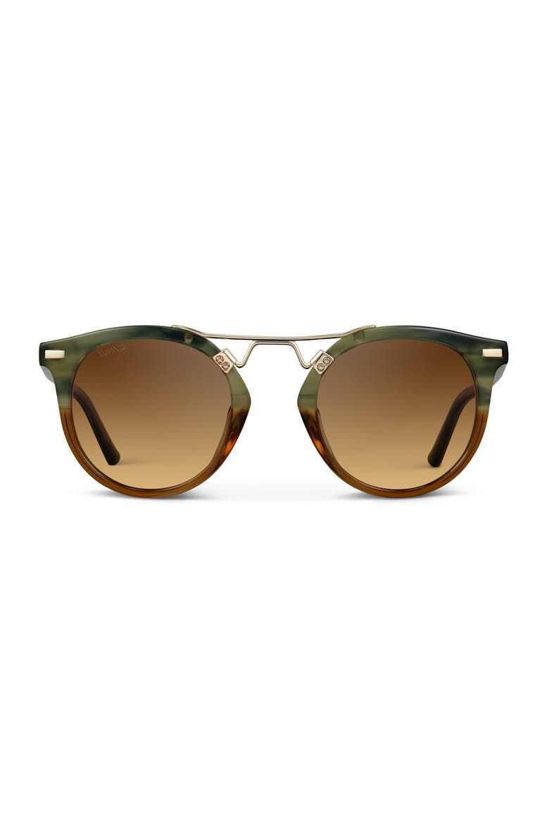 Skyler - 48mm Metal Bridge Round Polarized Sunglasses, Main, color, Desert Sage