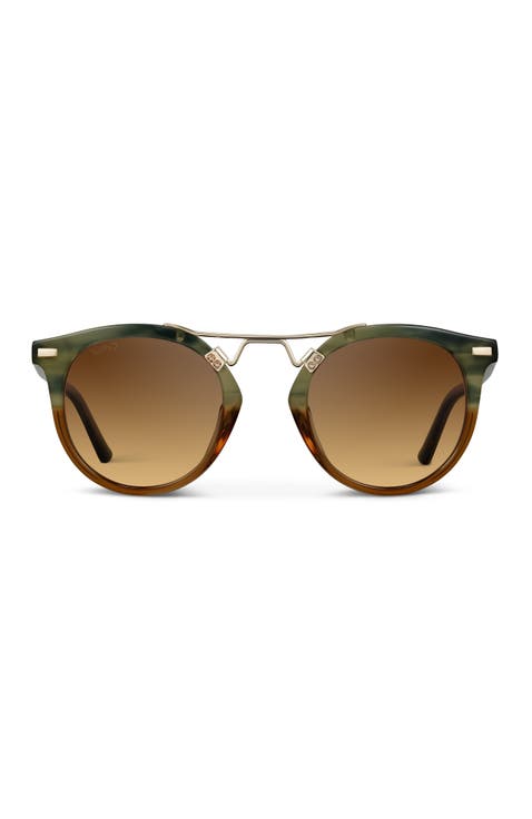 Skyler - 48mm Metal Bridge Round Polarized Sunglasses