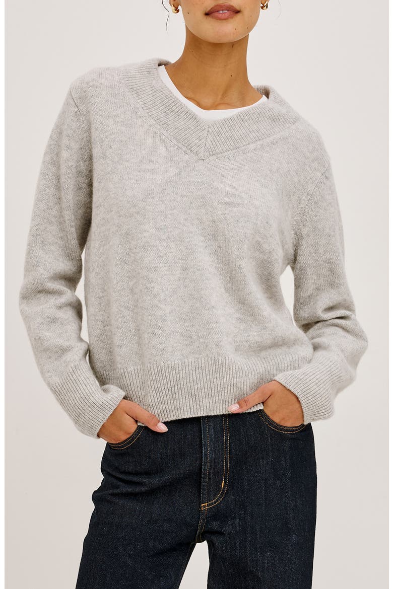 Lidya V-Neck Sweater, Main, color, HEATHER GREY