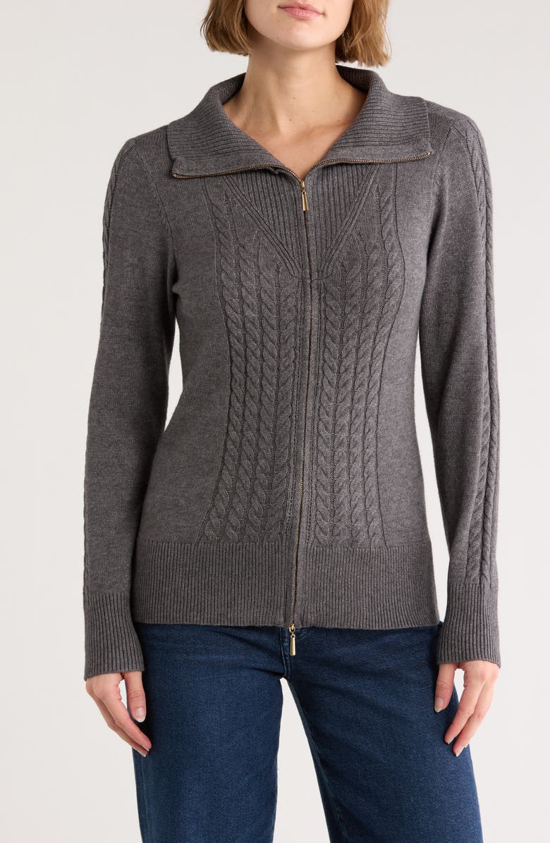 CYRUS Double Zip Cardigan, Main, color, Gunmetal