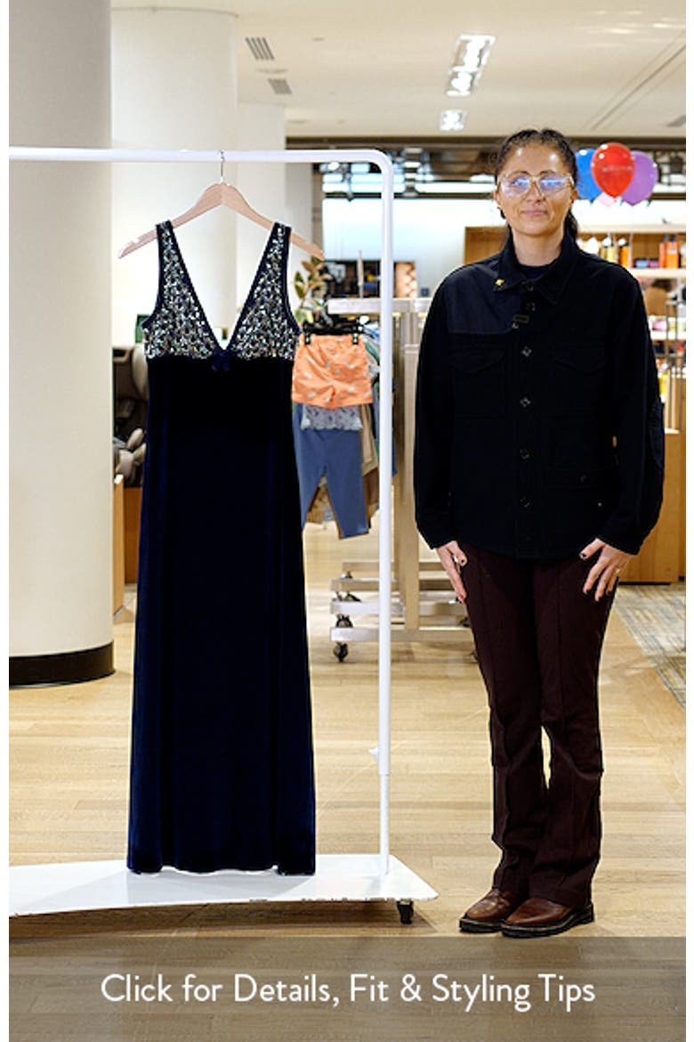 Serafina Sequin Sleeveless Velvet Gown video
