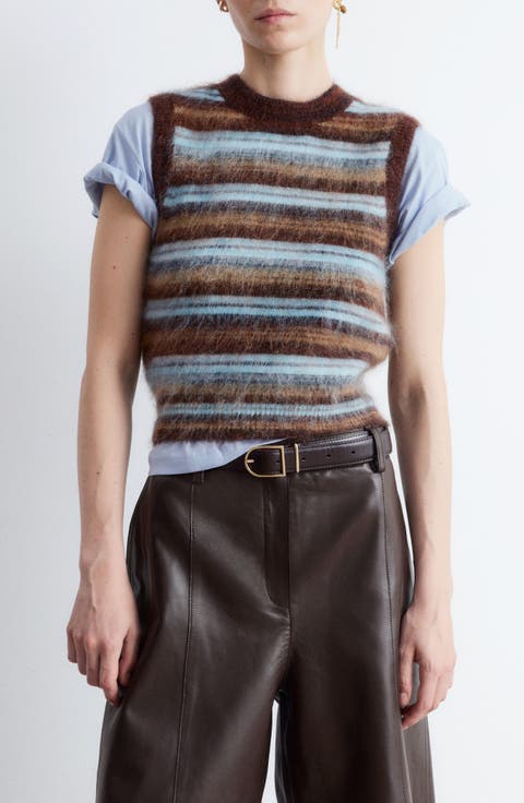 Stripe Wool & Mohair Blend Sweater Vest