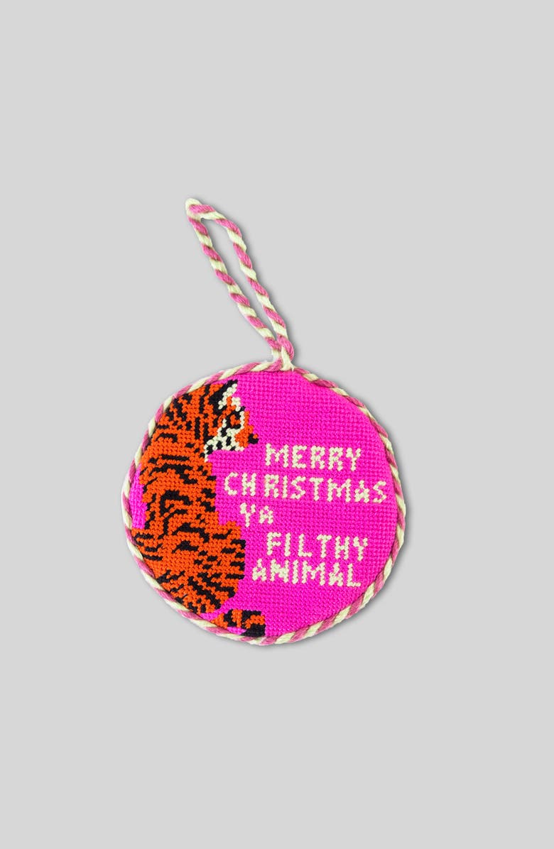 Furbish Needlepoint Ornament - Filthy Animal, Main, color, Pink