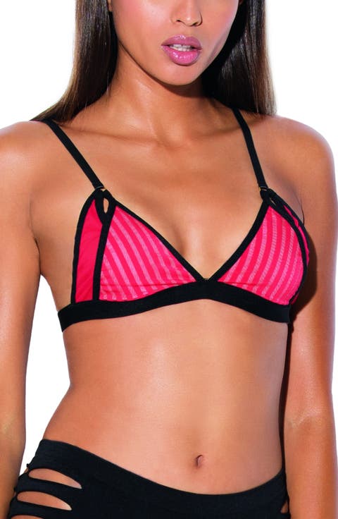 Double Layered Stripe Mesh Bra