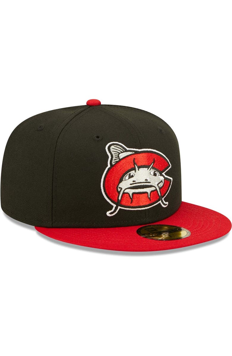 New Era Men's New Era Black Carolina Mudcats Authentic Collection Team Home 59FIFTY Fitted Hat, Alternate, color, 