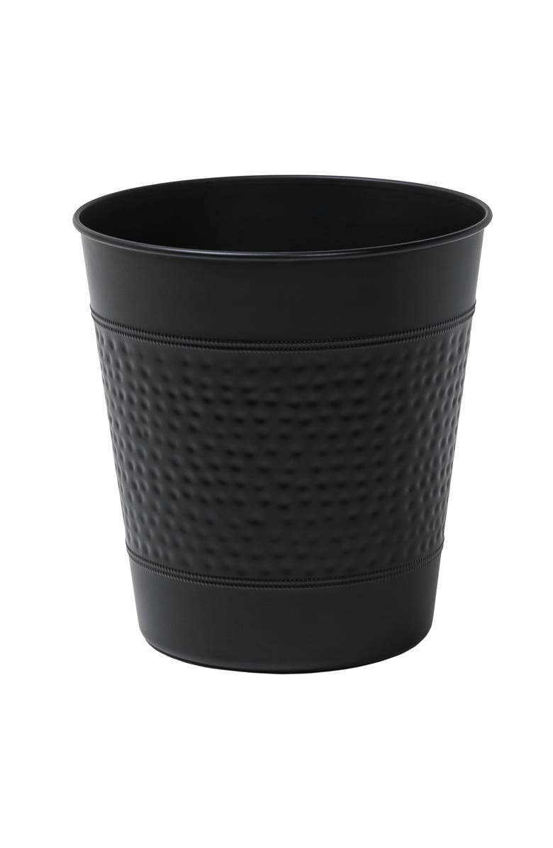 HAPPIMESS Riley Modern Classic Hammered Steel Accent 2-Gallon Wastebasket, Main, color, Matte Black