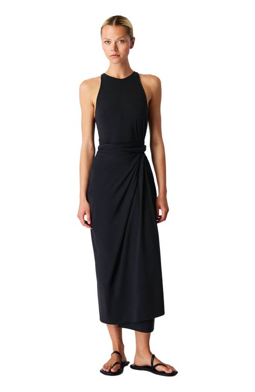 Another Tomorrow Sarong Tie Dress In Black