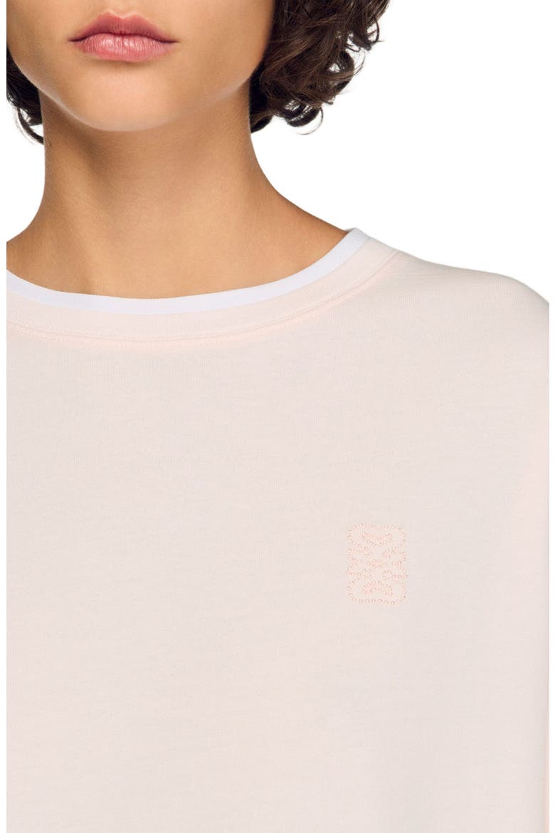 Embroidered logo cotton T-shirt, Alternate, color, Light pink