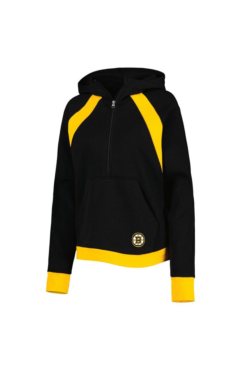 STARTER Women's Starter Black Boston Bruins Wishbone Half-Zip Hoodie, Alternate, color, 