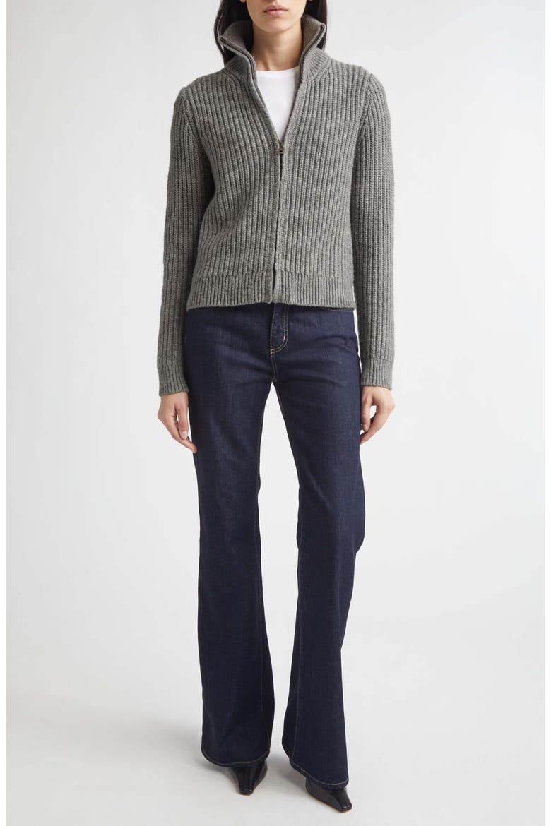 Arlen Ribbed Zip Cardigan, Alternate, color, MEDIUM GREY MELANGE
