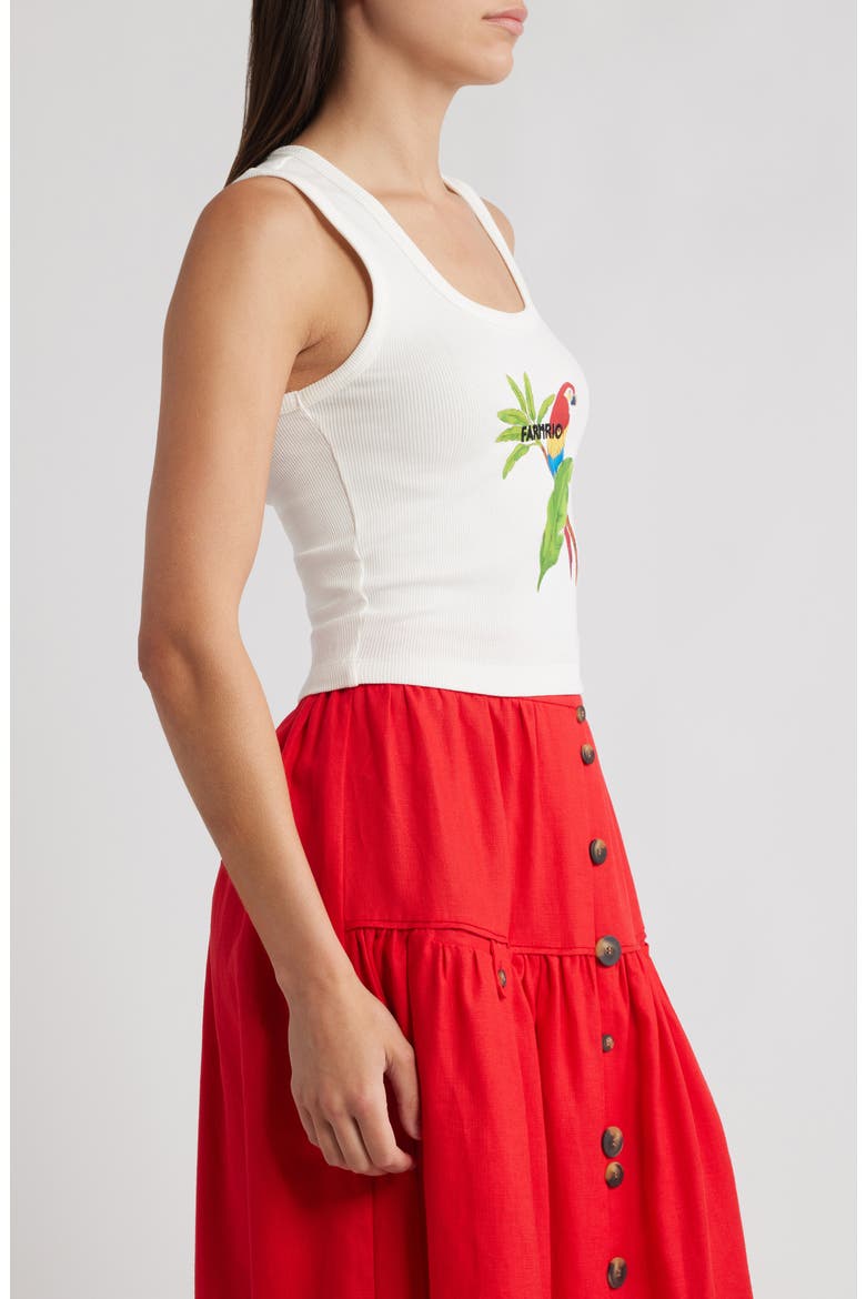 Macaw Embroidered Graphic Cotton Rib Tank, Alternate, color, OFF-WHITE