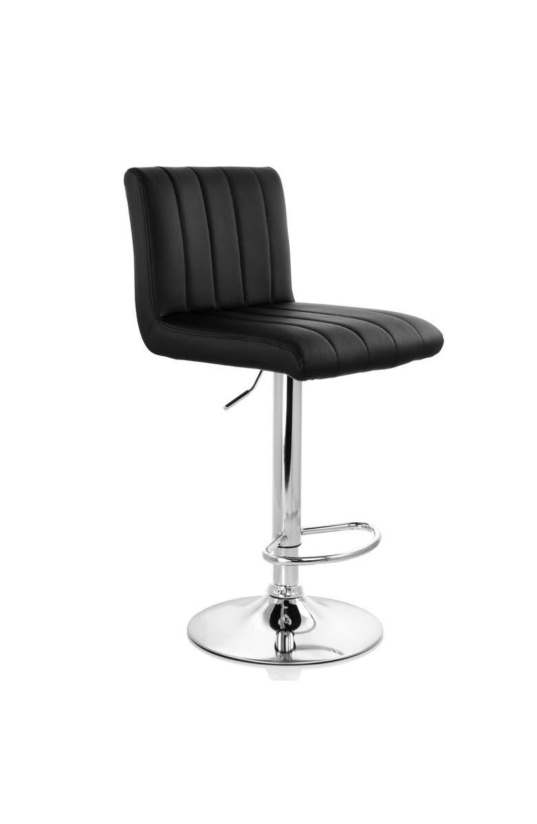 Elama 2 Piece Tufted Faux Leather Adjustable Bar Stool, Alternate, color, Black