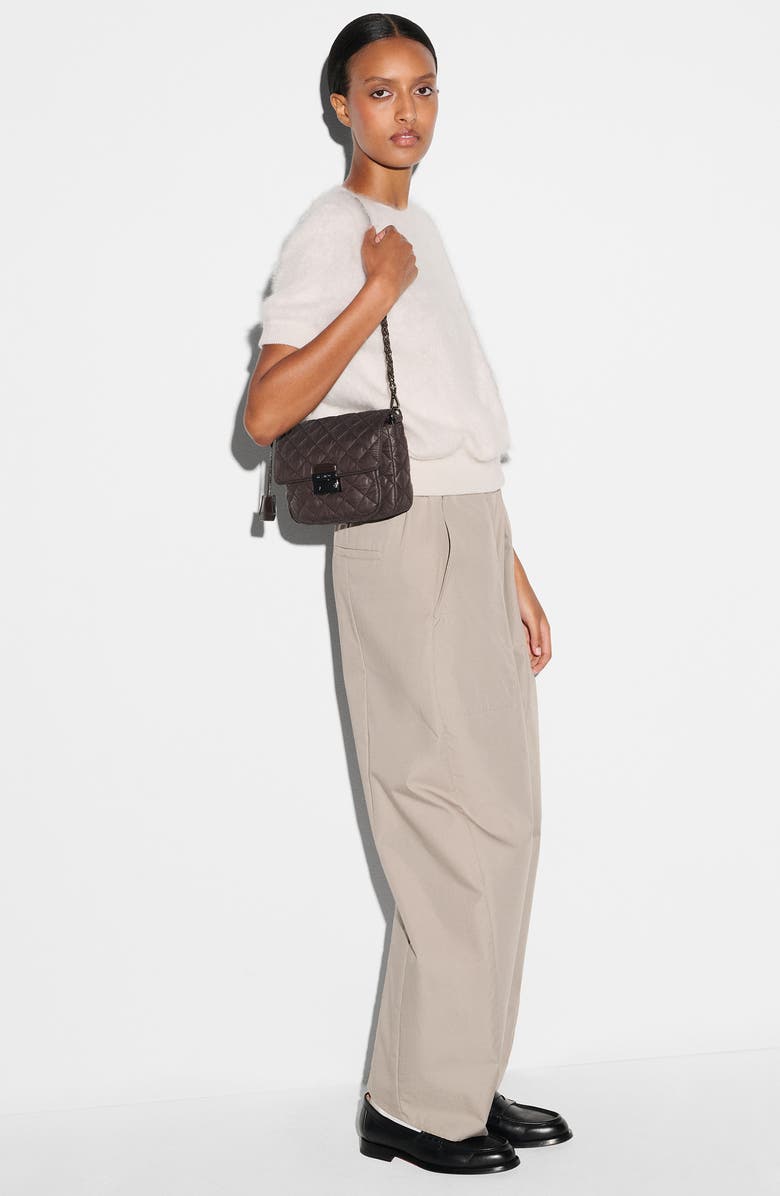 MZ Wallace Small Crosby Lock Quilted Nylon Crossbody Bag, Alternate, color, Espresso