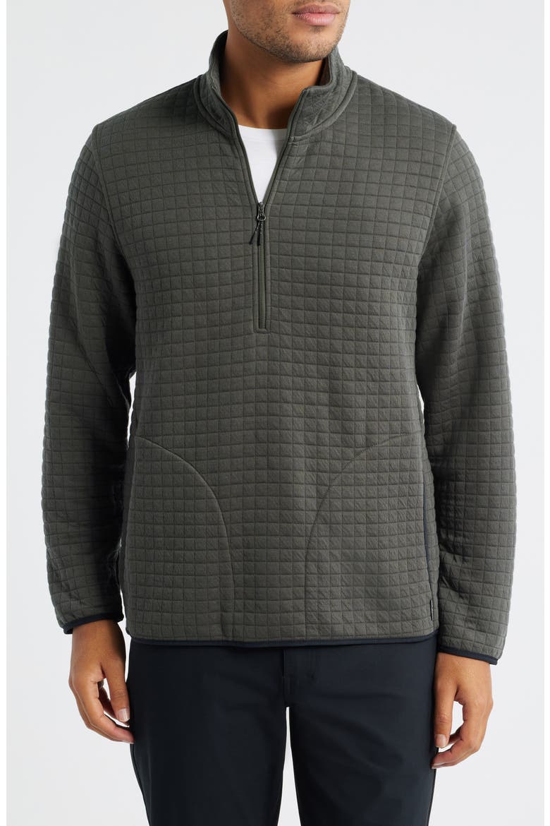 Downvalley Quilted Quarter Zip, Main, color, DARK FOREST