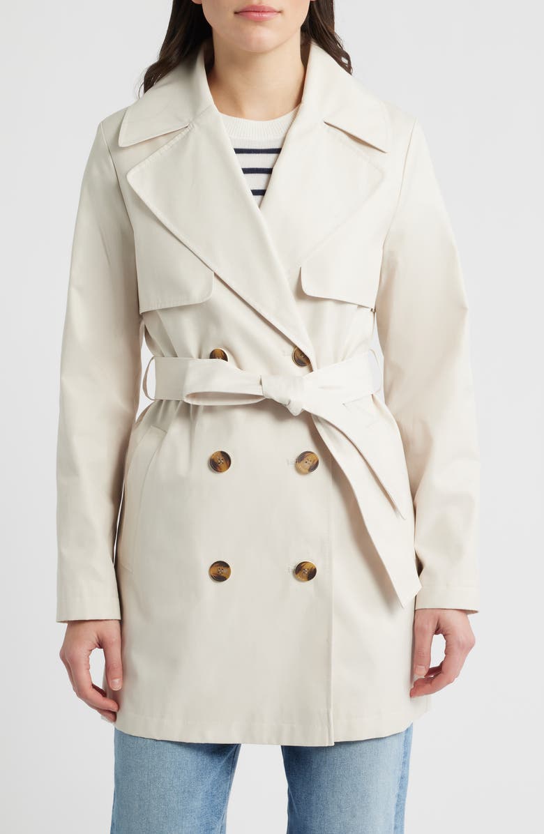 Via Spiga Water Resistant Cotton Blend Trench Coat, Alternate, color, Oyster