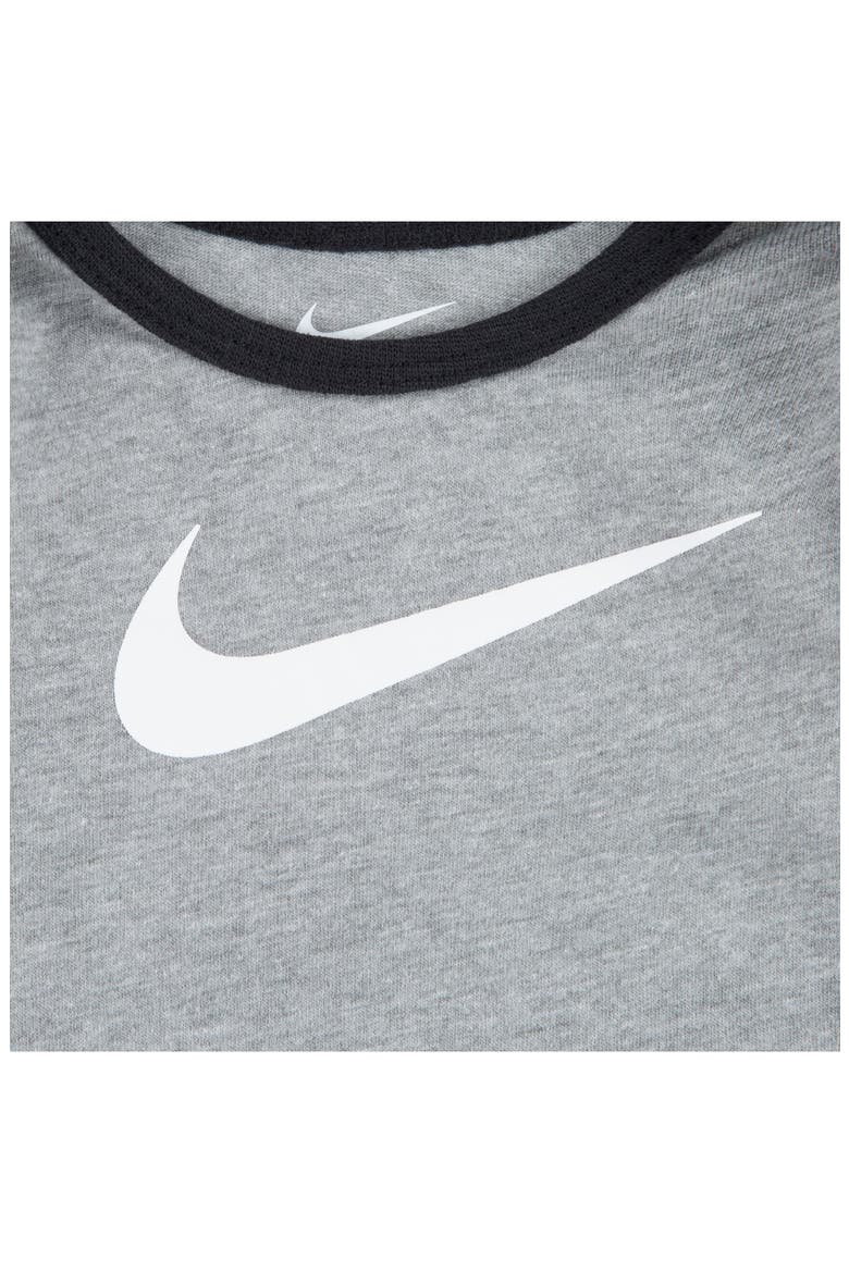 3-Piece Swoosh Shirt, Footie Pants & Beanie Set, Alternate, color, BLACK