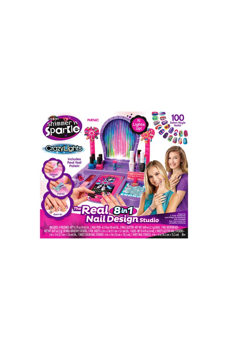 CRA-Z-ART Shimmer N Sparkle Lights 8 In 1 Nail Design Studio, Main, color, Multicolored
