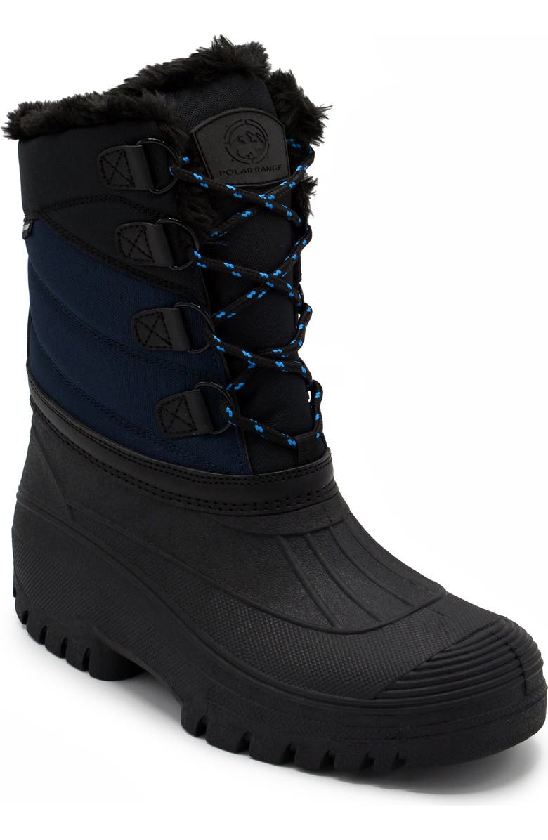POLAR RANGE Decker Faux Fur Lined Snow Boot, Main, color, Navy