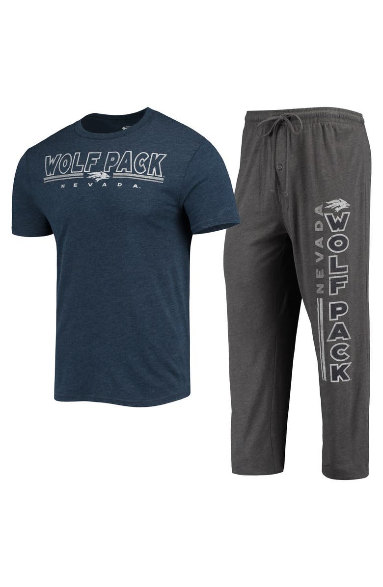 CONCEPTS SPORT Men's Concepts Sport Heathered Charcoal/Navy Nevada Wolf Pack Meter T-Shirt & Pants Sleep Set, Alternate, color, Heather Charcoal
