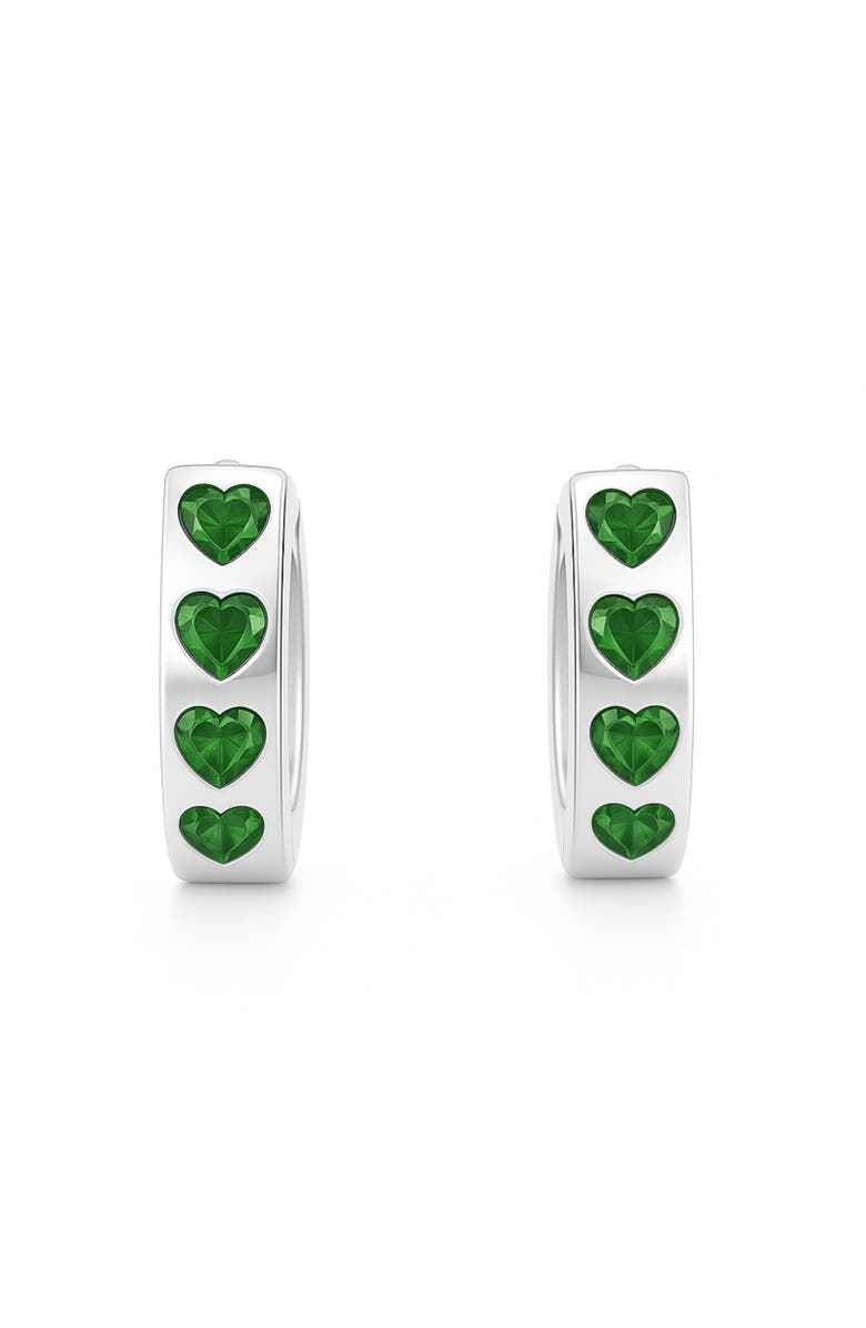 Donatello Gian Sterling Silver Emerald Heart Hoops, Alternate, color, Green
