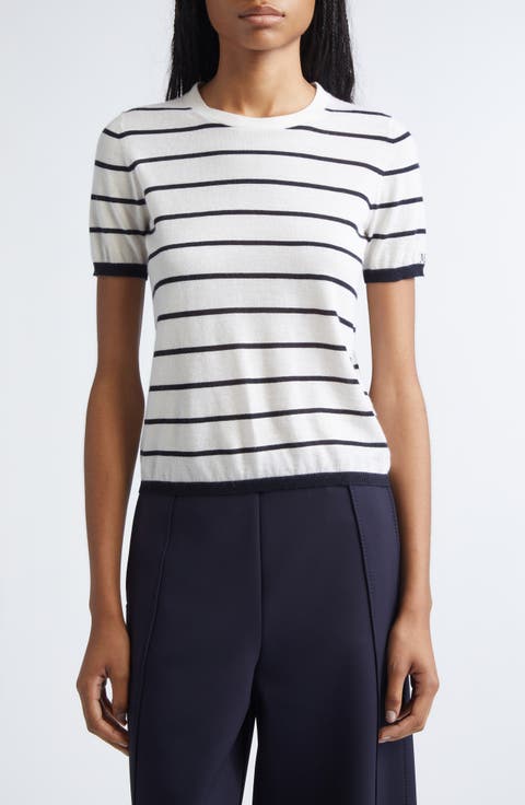 Pavetta Stripe Short Sleeve Cashmere 
Silk Sweater