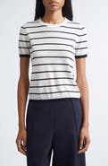 Max Mara Pavetta Stripe Short Sleeve Cashmere & Silk Sweater