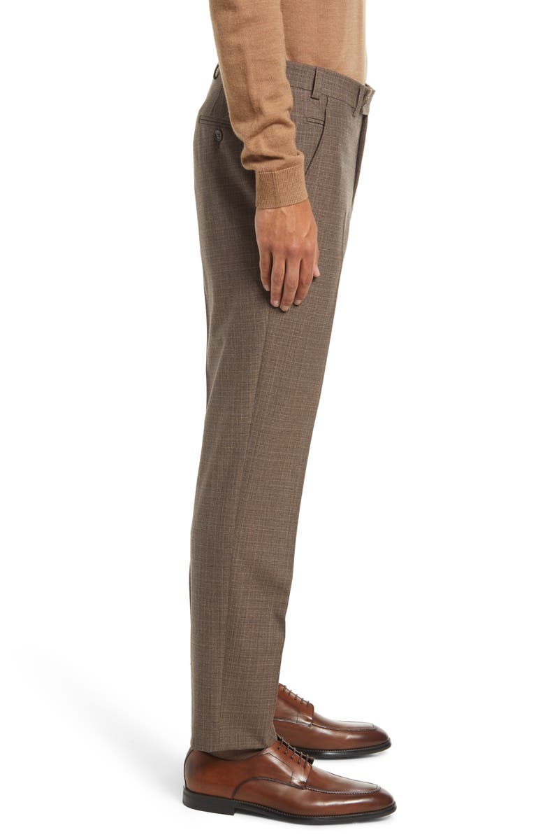 Ted Baker London Jerome Check Flat Front Stretch Wool Dress Pants, Alternate, color, 