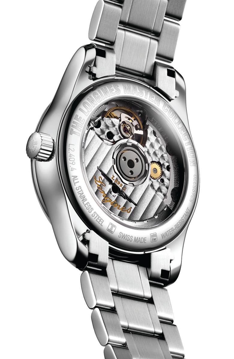 Longines Master Collection Automatic Diamond Bracelet Watch, 34mm, Alternate, color, Mother Of Pearl