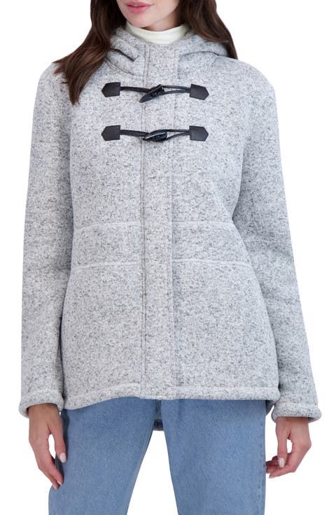 Toggle Front Hooded Faux Shearling Sweater Jacket