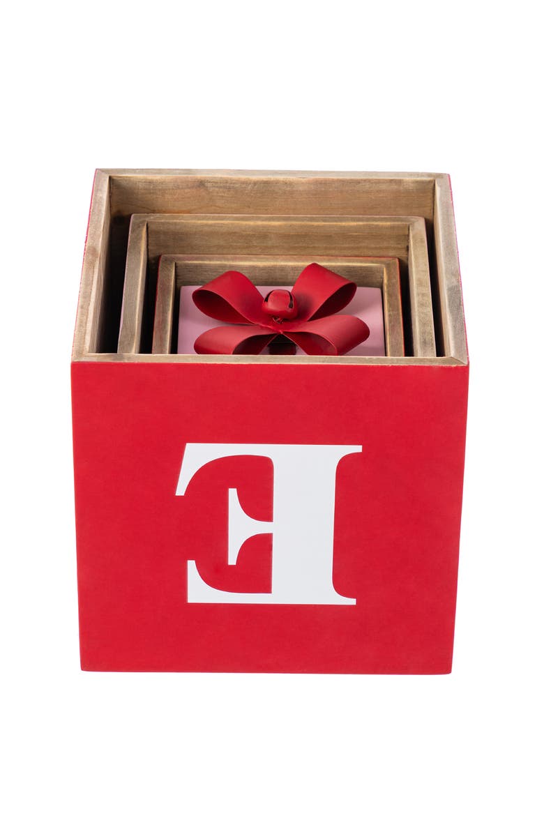 Glitzhome 25"H Valentine's Wooden Double-Sided LOVE Boxed Porch Decor, Alternate, color, Red