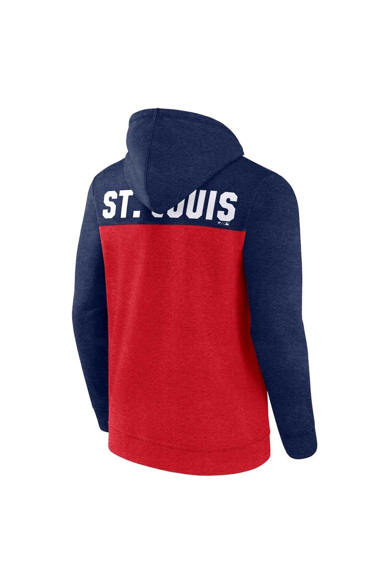 Men's Fanatics Heathered Red/Heathered Navy St. Louis Cardinals Blown Away Full-Zip Hoodie, Alternate, color, Heather Red