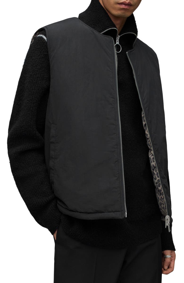AllSaints Underground Reversible Leopard Print Vest, Alternate, color,