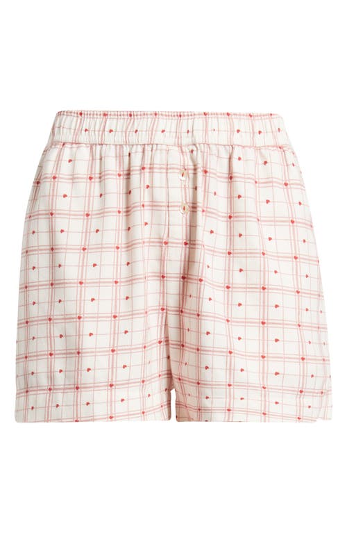 Open Edit Print Cozy Flannel Boxer Pajama Shorts In Pink