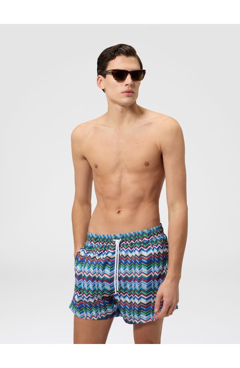 UM Mid-length Swim Shorts With Irregular Zigzag Print, Alternate, color, Multicoloured
