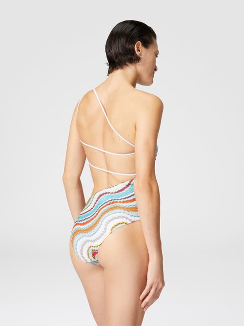 Missoni Multicolor Wave Asymmetric Cutout One-piece Swimsuit In Multicoloured