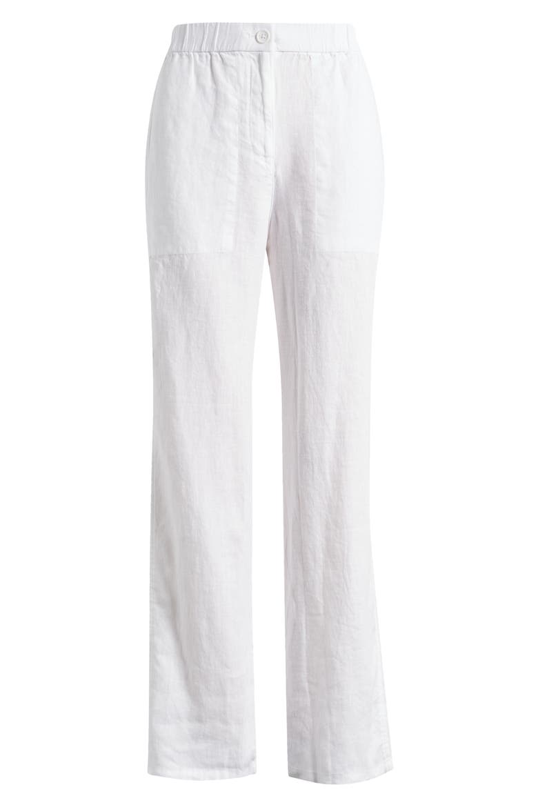 Wide Leg Organic Linen Ankle Pants, Alternate, color, WHITE