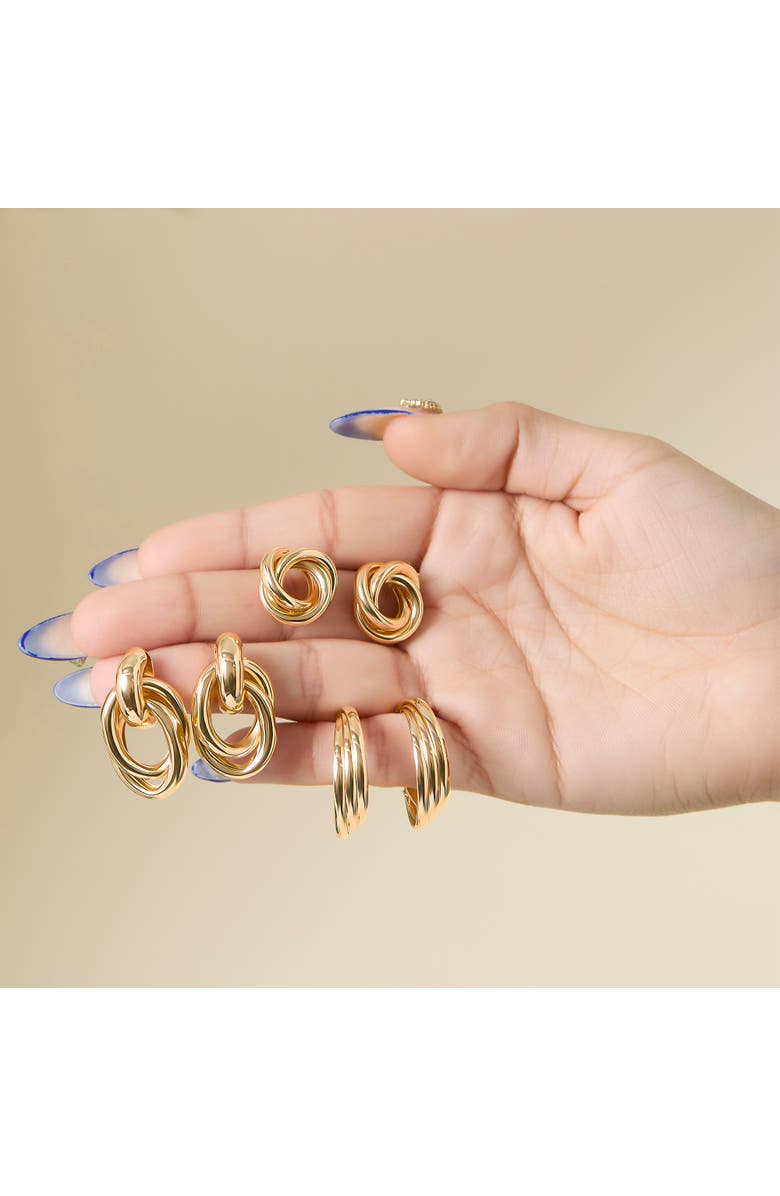 Jessica Simpson Mixed Shape Earring Set, Alternate, color, Gold