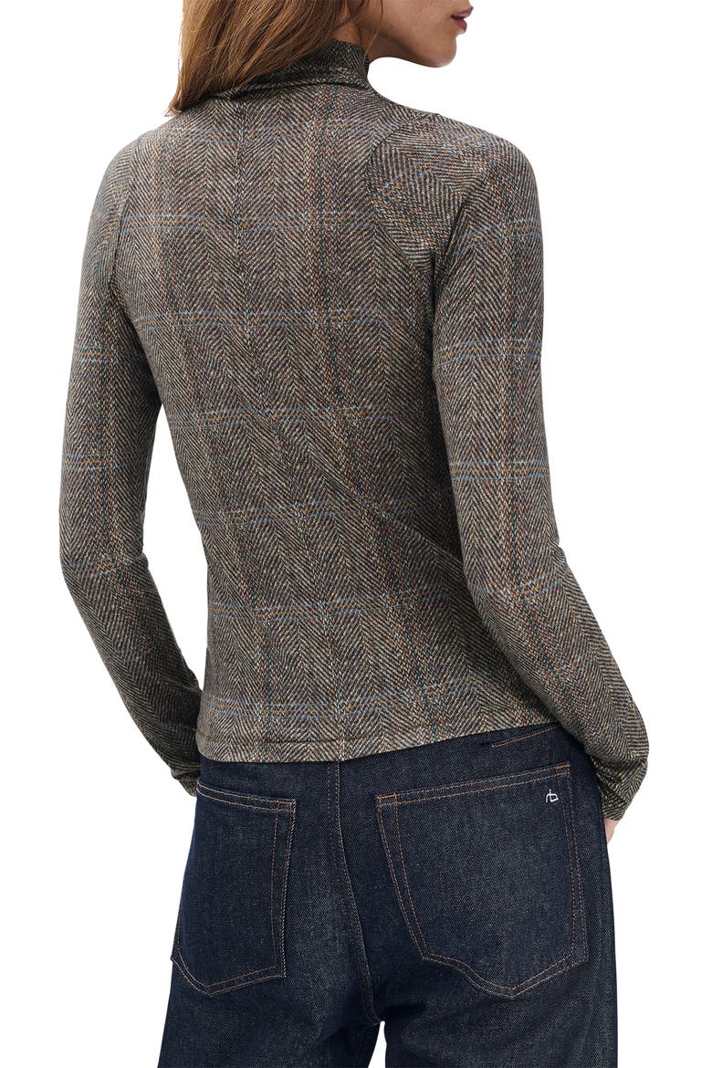 Shaw Paneled Plaid Turtleneck T-Shirt, Alternate, color, BRWMT