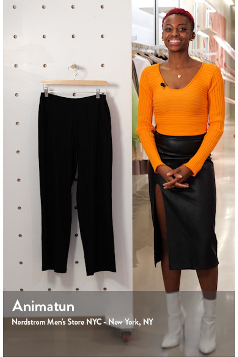 Ribbed Knit Straight Leg Ankle Pants video