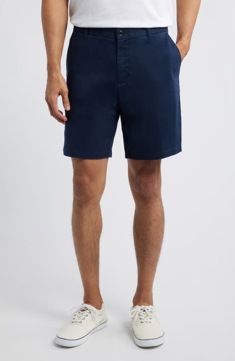 Heron Flat Front Cotton Stretch Twill Chino Shorts
