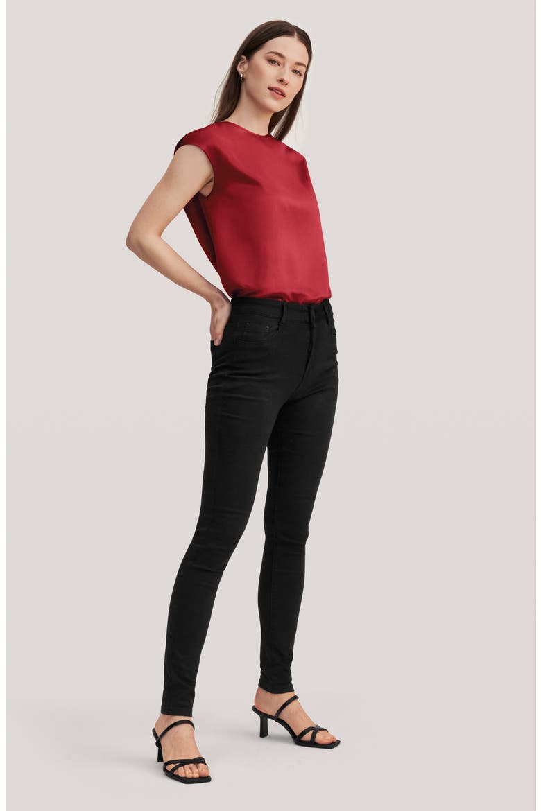 Women's Basic Cap Sleeves Silk Tee, Alternate, color, Claret